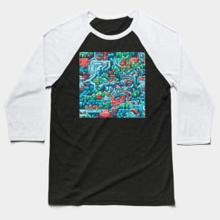 Pixel Art Repeating Pattern Baseball T-Shirt